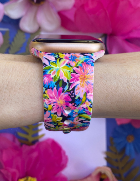 Pink Floral Watch Band For Apple Watch