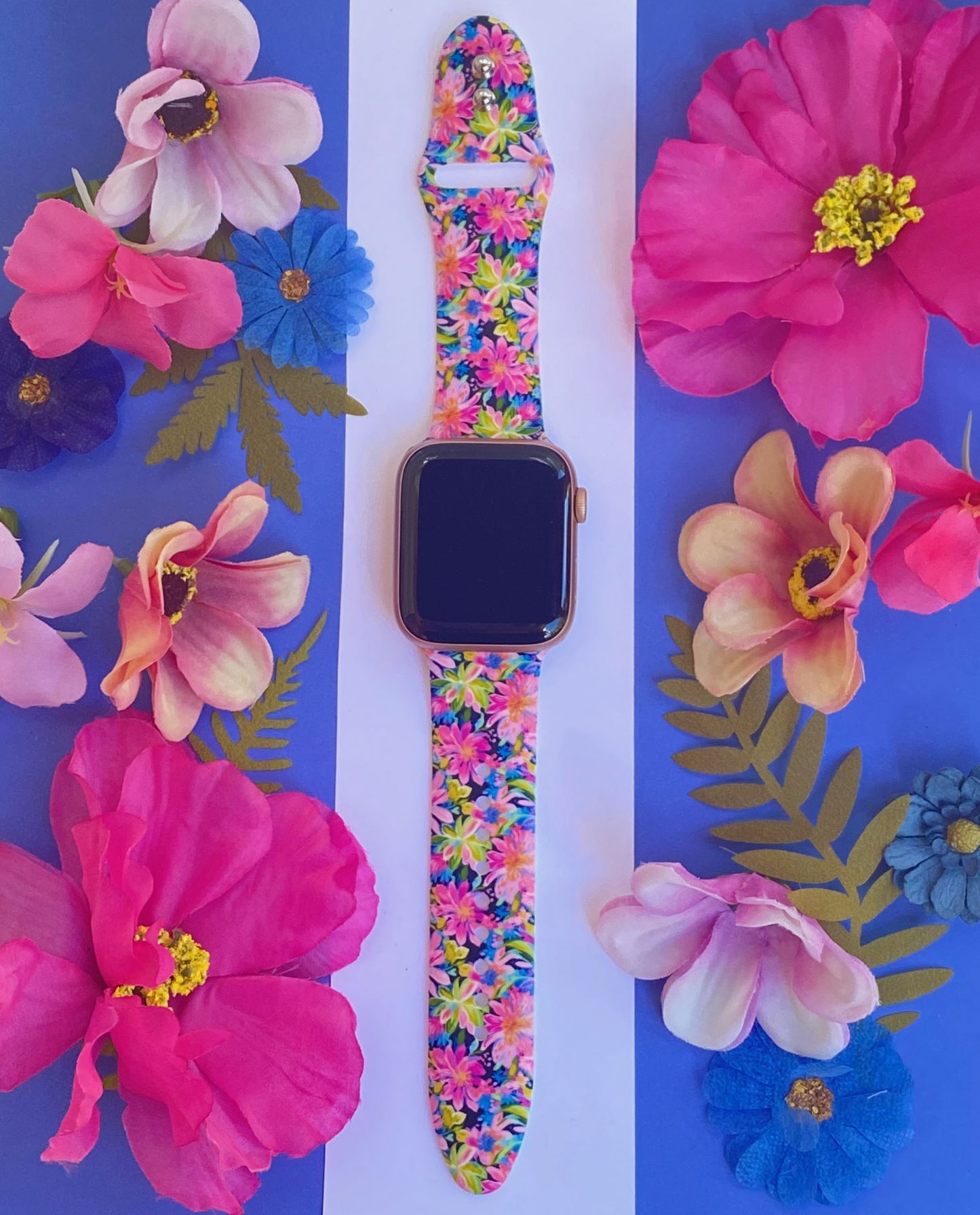 Pink Floral Watch Band For Apple Watch