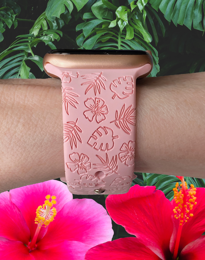 Hibiscus and Leaves Watch Band For Apple Watch