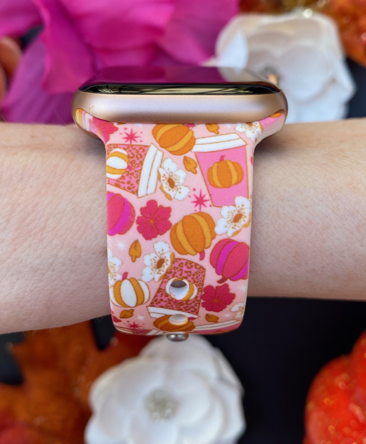 Pink Pumpkin Spice Lattes Watch Band For Apple Watch