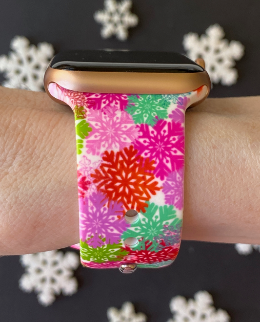 Pink Snowflakes Watch Band For Apple Watch
