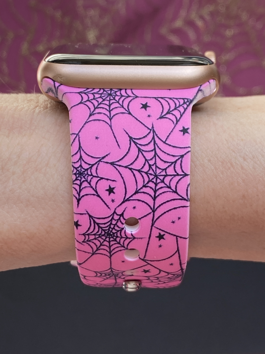 Pink Spider Webs Watch Band For Apple Watch