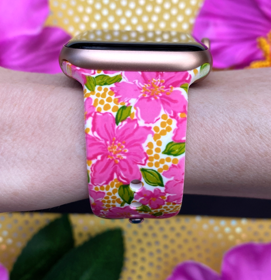 Pink Blooms Watch Band For Apple Watch