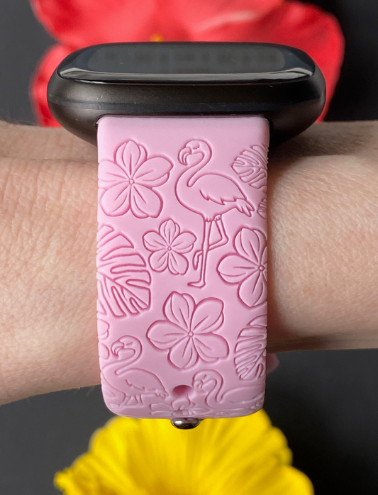 Plumeria Flamingo Fitbit Versa 3/Versa 4/Sense/Sense 2 Watch Band