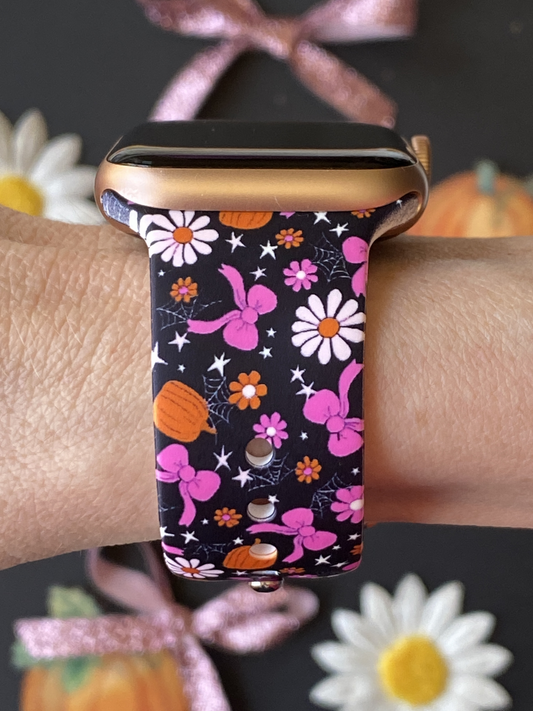 Spooky Pumpkin Bows Watch Band For Apple Watch