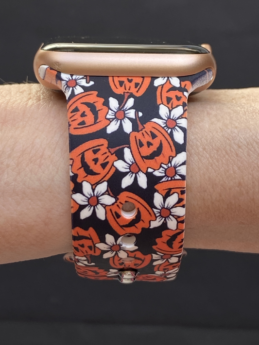 Pumpkin and Flowers Watch Band For Apple Watch