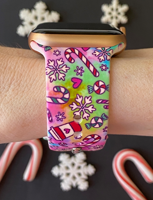Colorful Candy Canes Watch Band For Apple Watch