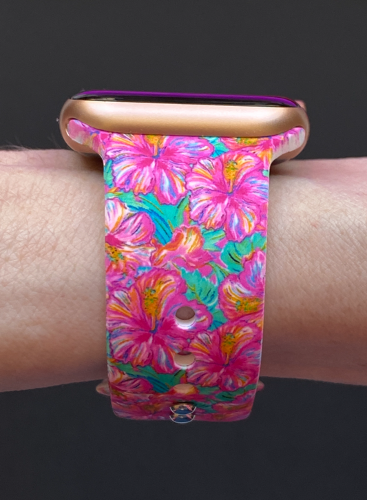 Rainbow Hibiscus Watch Band For Apple Watch
