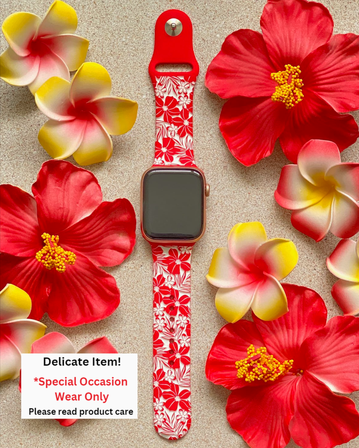 Red Hibiscus Apple Watch Band