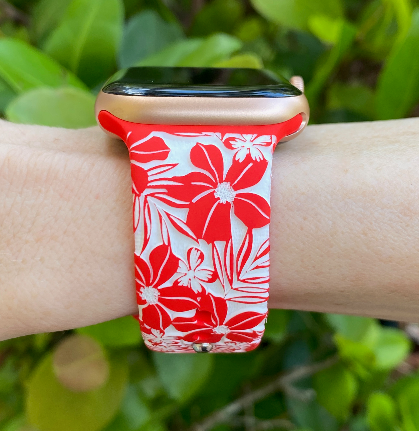Red Hibiscus Apple Watch Band