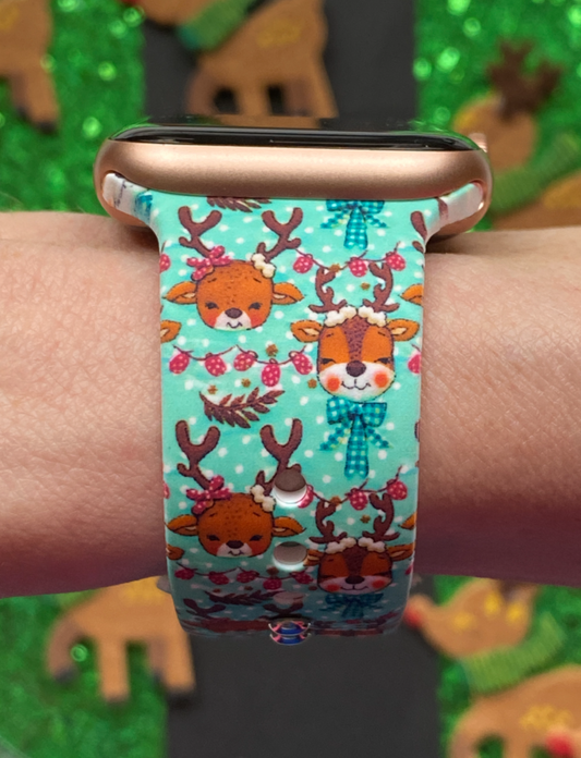 Santa's Reindeer Watch Band For Apple Watch