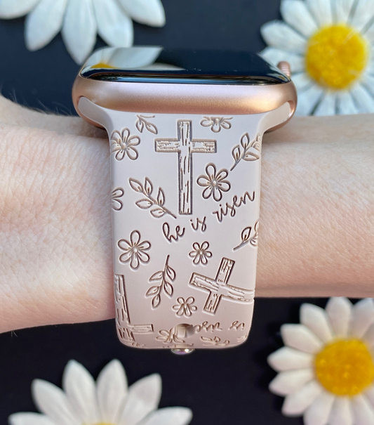 He Is Risen Floral Watch Band For Apple Watch