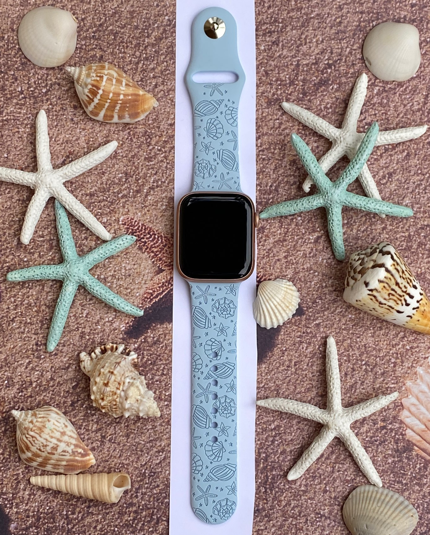 Seashells and Stars Beach Watch Band For Apple Watch