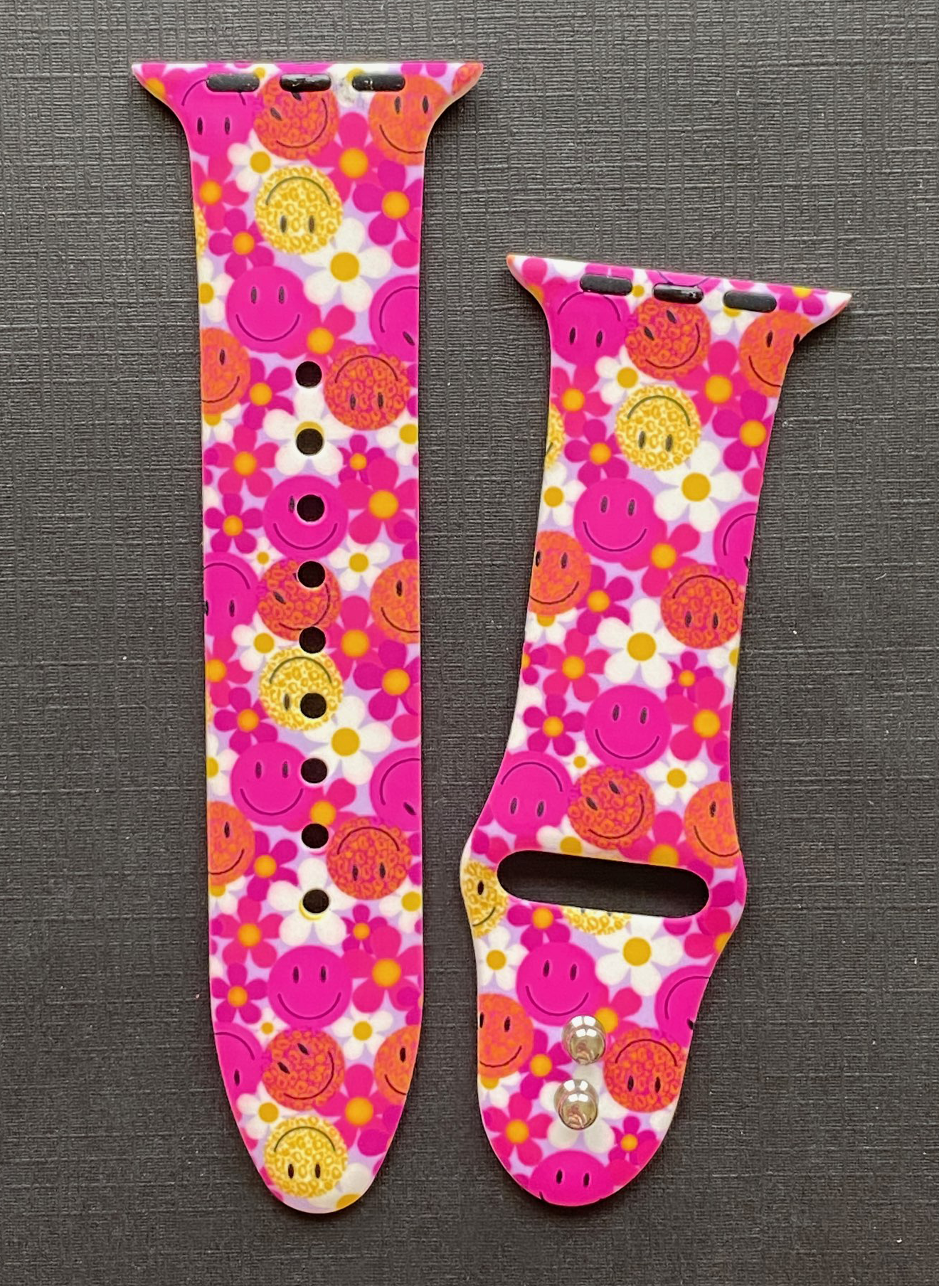 Pink Smiley Floral Watch Band For Apple Watch