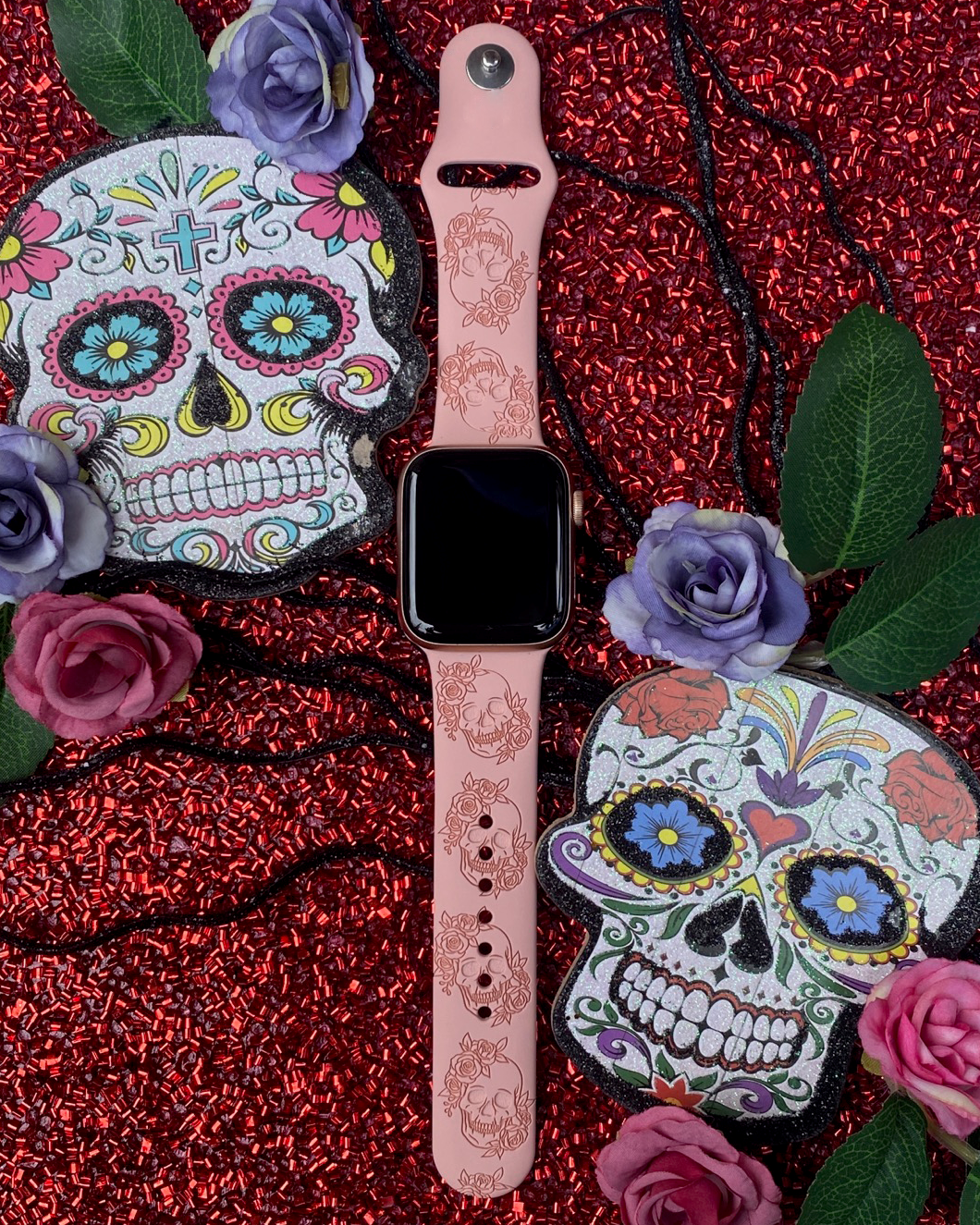 Skull and Roses Watch Band For Apple Watch