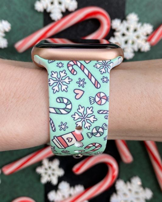 Holiday Candy Canes Watch Band For Apple Watch