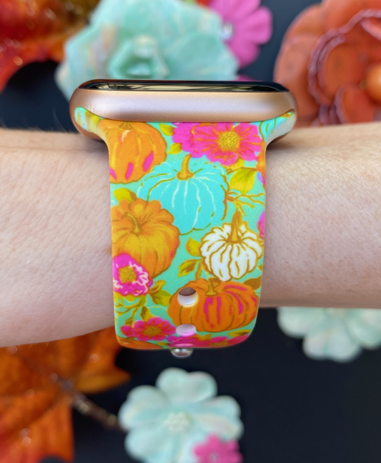 Pumpkin Floral Watch Band For Apple Watch