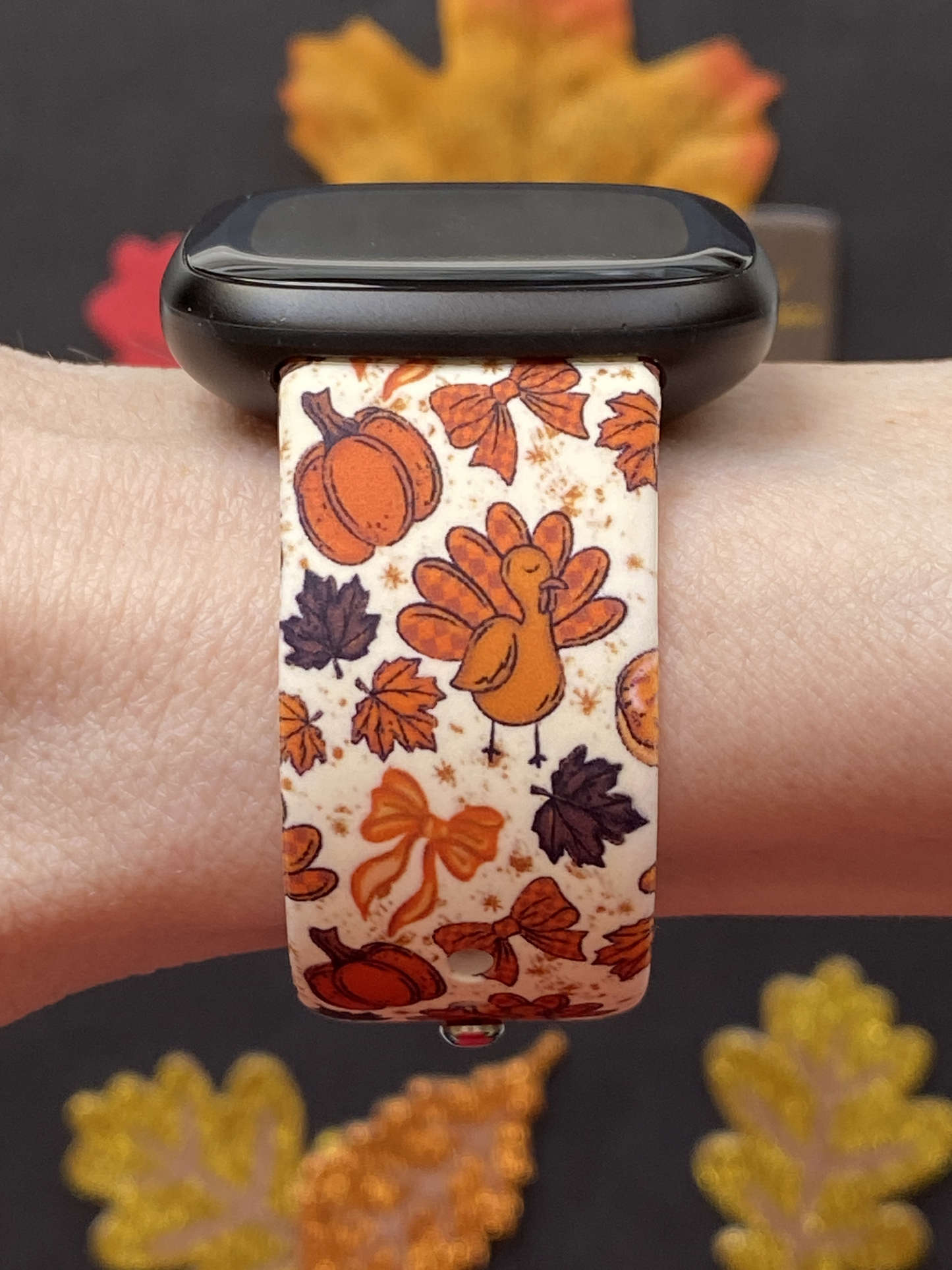 Cozy Turkey Bows Fitbit Versa 3/Versa 4/Sense/Sense 2 Watch Band