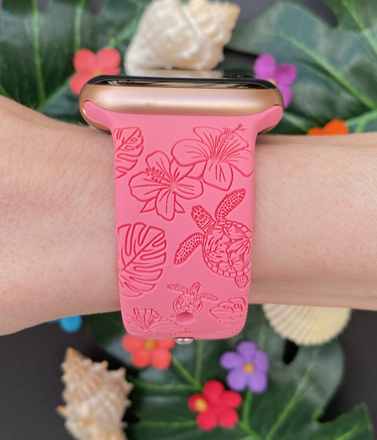 Hibiscus Turtles Watch Band For Apple Watch