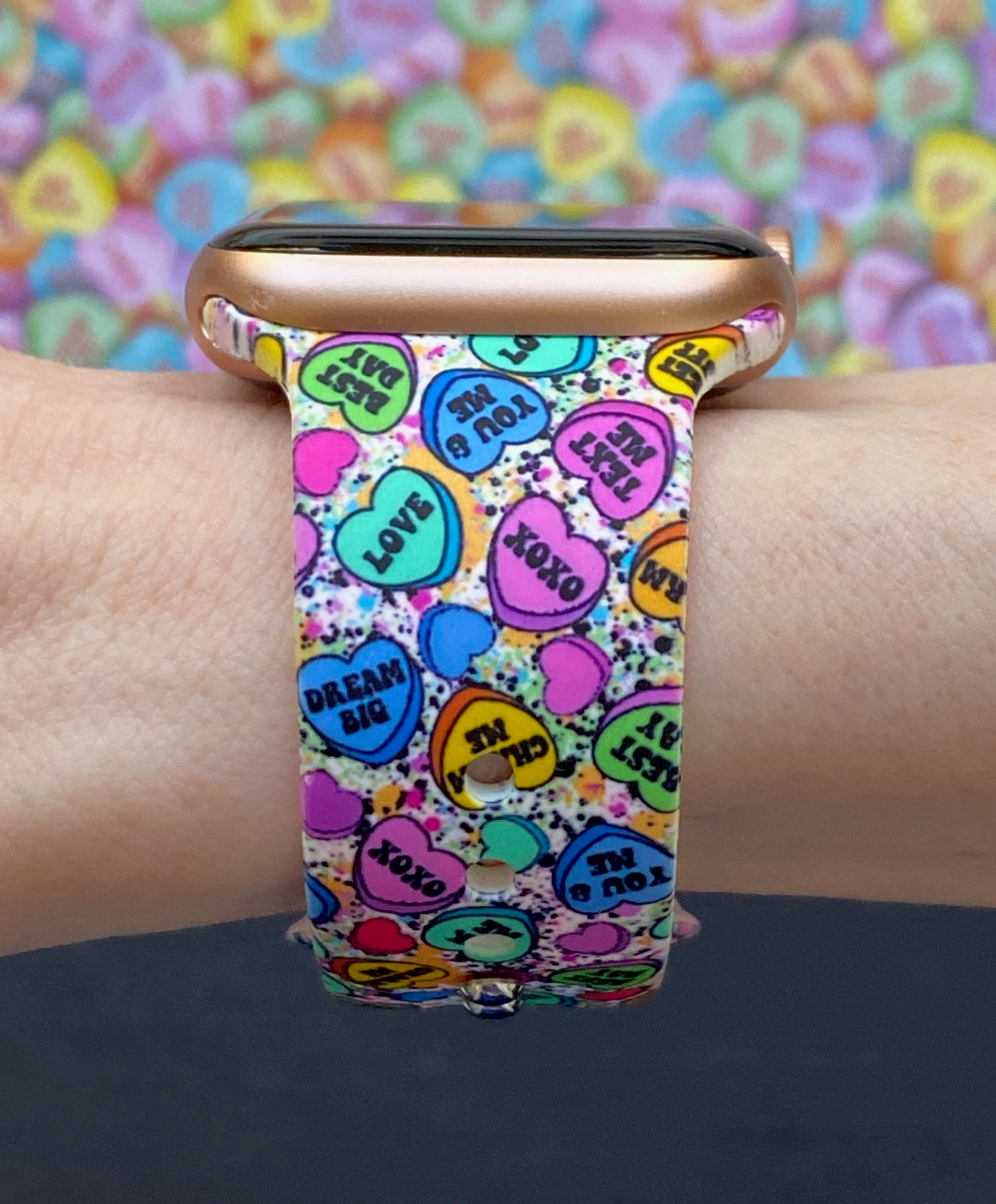 Candy Hearts Splatter Watch Band For Apple Watch