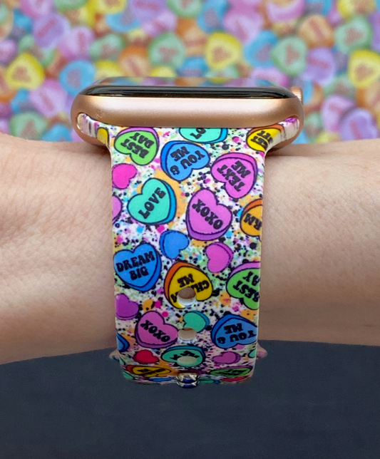 Candy Hearts Splatter Watch Band For Apple Watch