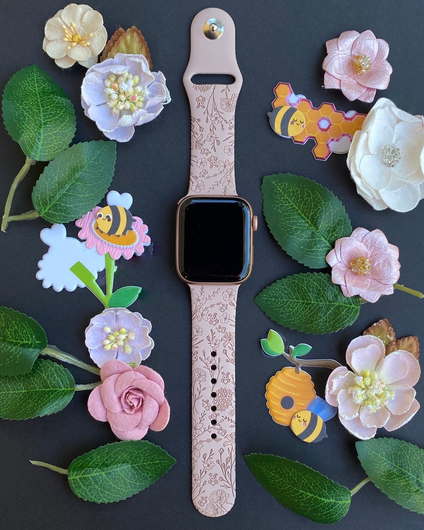 Wildflower and Bees Watch Band For Apple Watch