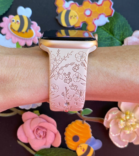 Wildflower and Bees Watch Band For Apple Watch