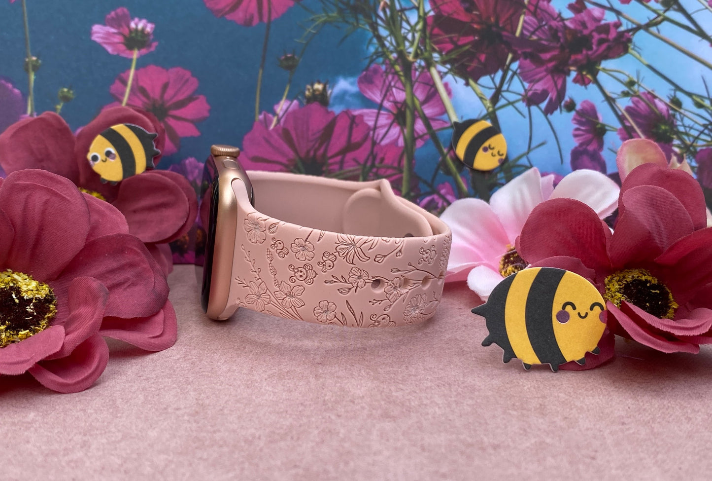 Wildflower and Bees Watch Band For Apple Watch