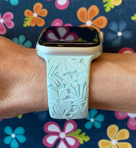 Blue Hibiscus Watch Band For Apple Watch