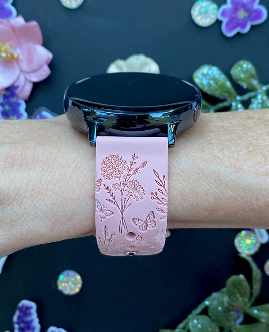 Butterflies and Wildflower 20mm Samsung Galaxy Watch Band
