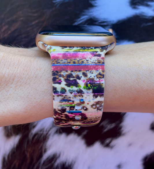 Western Cowhide Print Watch Band For Apple Watch