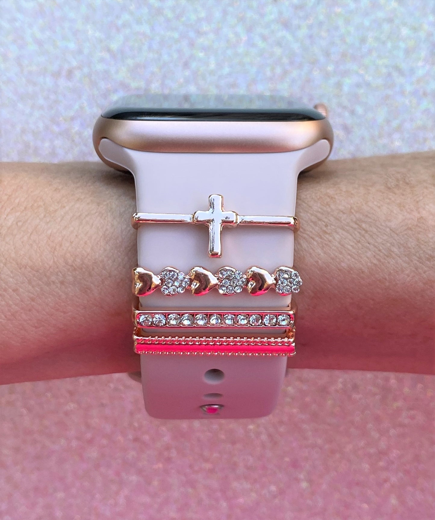 Rose Gold Cross Stackable Watch Charm