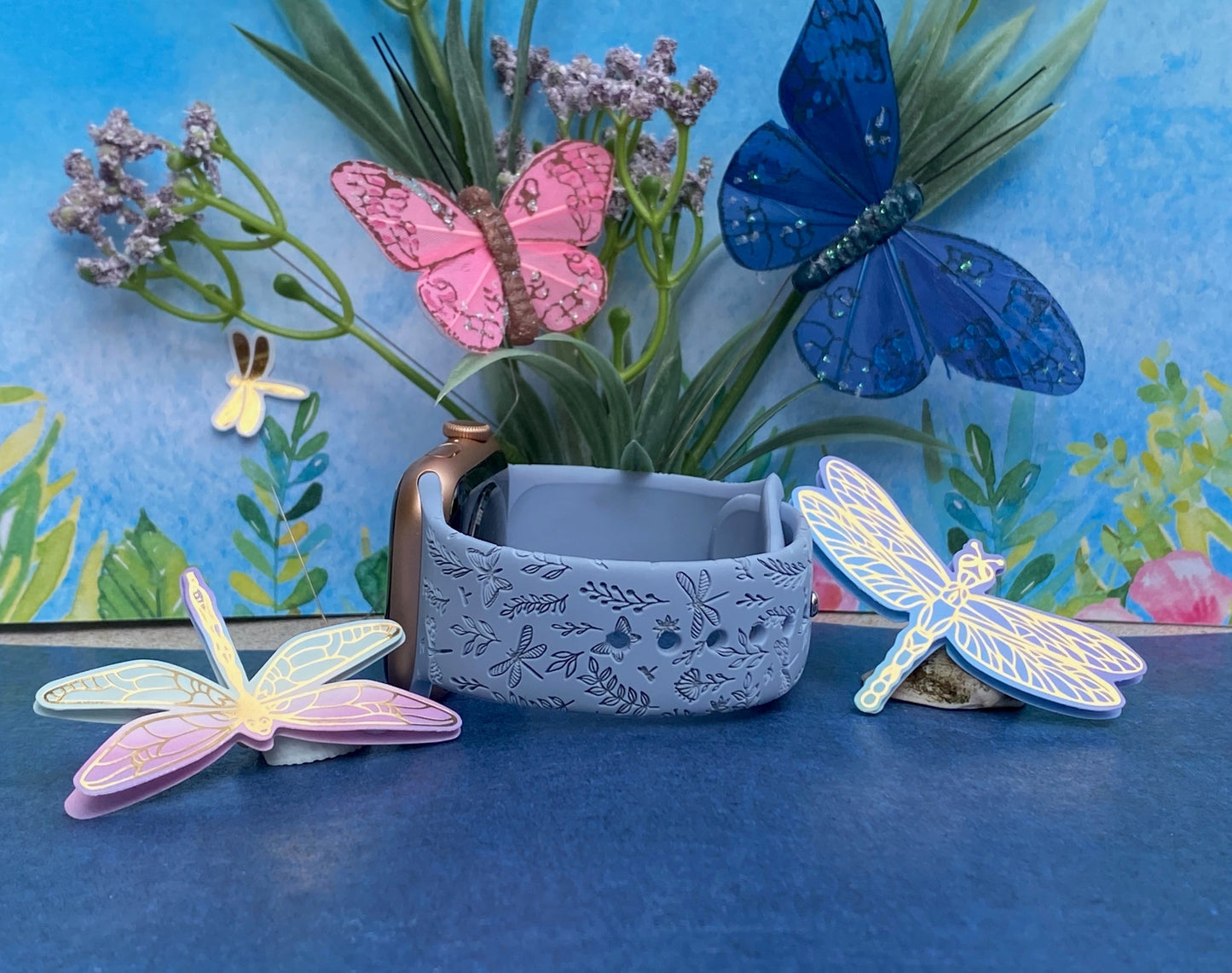 Dragonfly and Butterflies Watch Band For Apple Watch