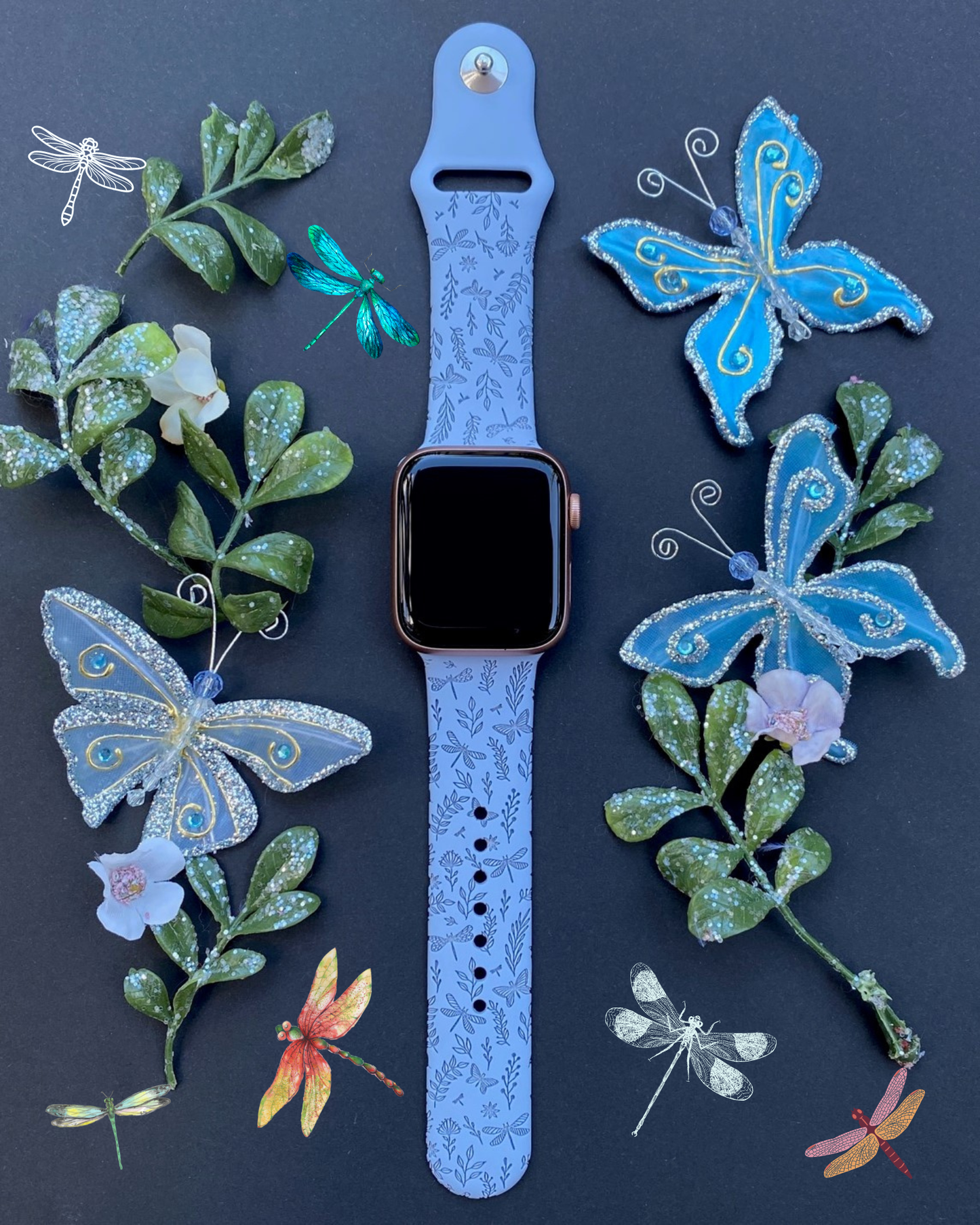 Dragonfly and Butterflies Watch Band For Apple Watch