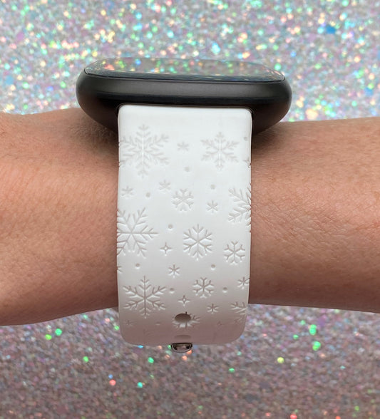 White Snowflake Fitbit Versa 3/Versa 4/Sense/Sense 2 Watch Band