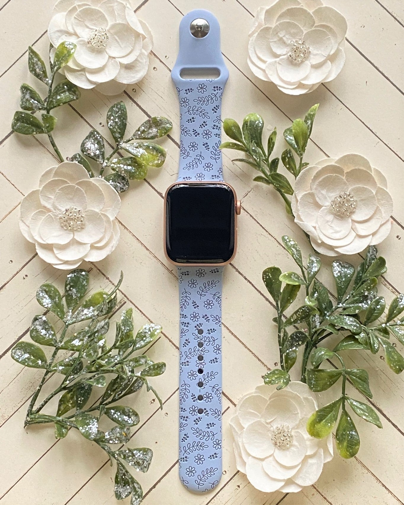Spring Flower and Leaves Watch Band For Apple Watch