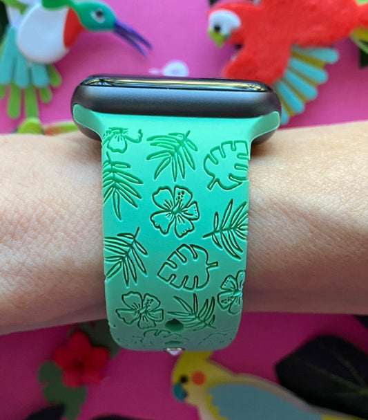 Hibiscus and Leaves Watch Band For Apple Watch