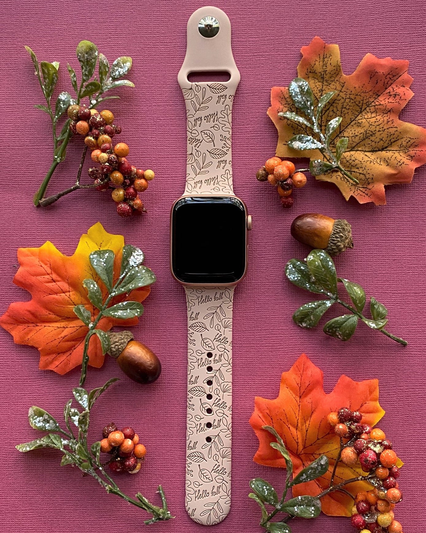 Autumn Apple Watch Silicone Engraved Band Lux Bands Shop