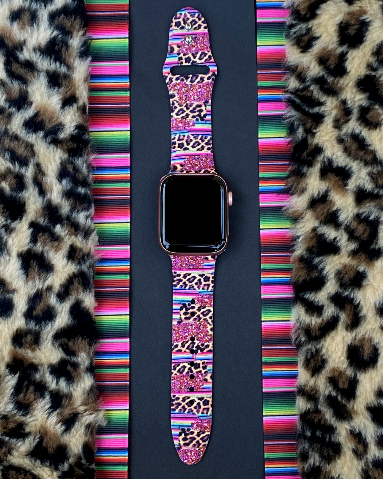 Leopard Leather Apple Watch Band 