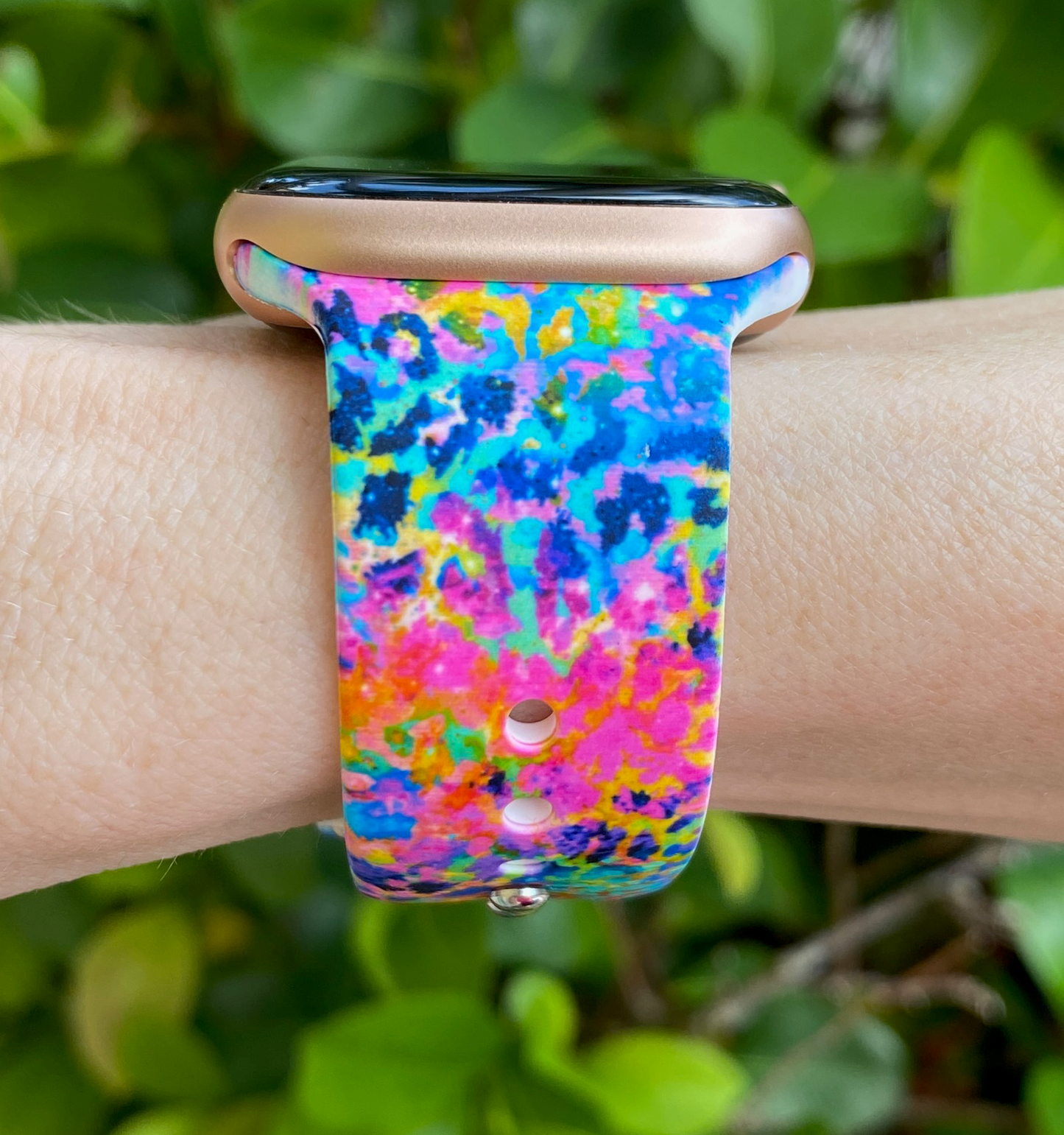 Neon Leopard Splatter Watch Band For Apple Watch