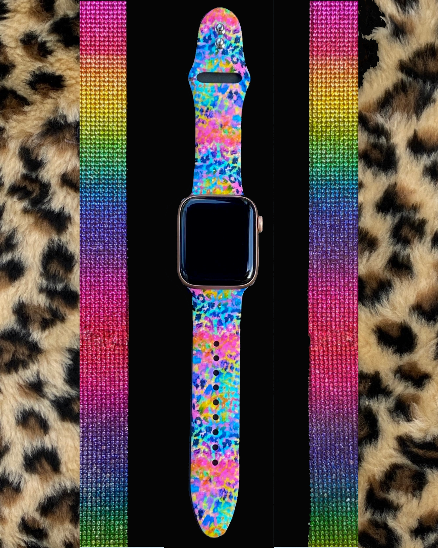 Neon Leopard Splatter Watch Band For Apple Watch