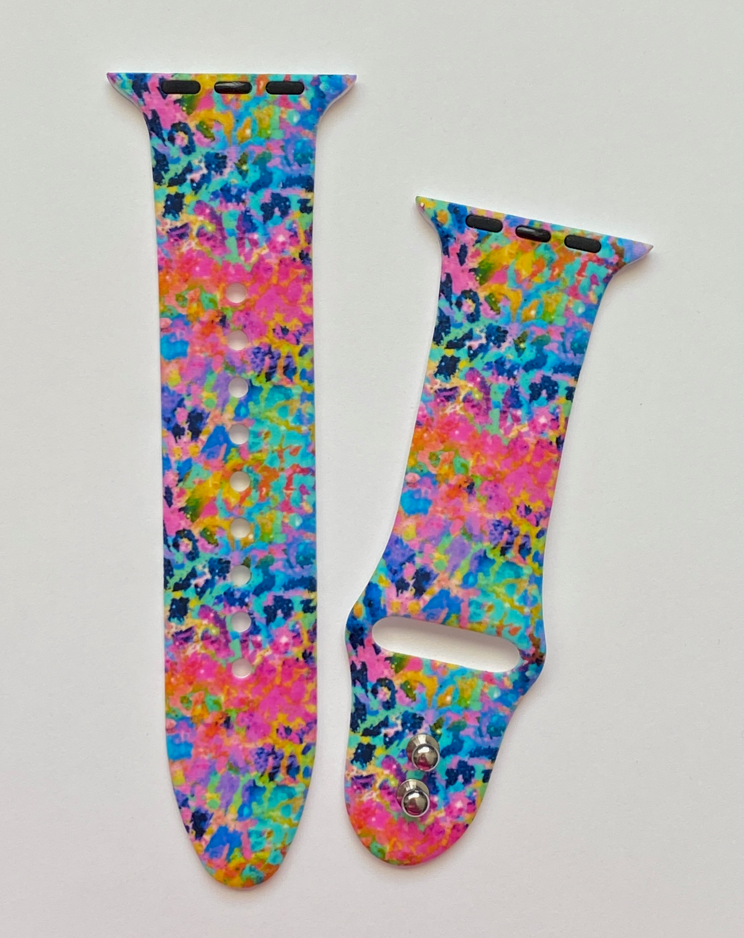 Neon Leopard Splatter Watch Band For Apple Watch