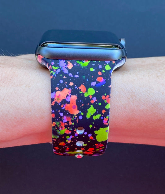 Halloween Neon Splatter Watch Band For Apple Watch