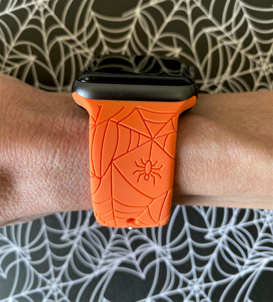 Orange Spider Web Watch Band For Apple Watch