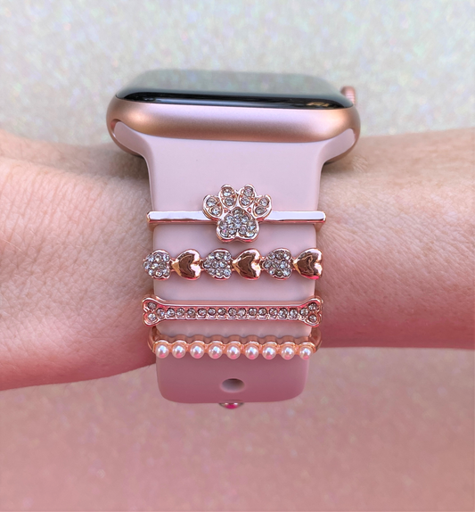Rose Gold Bling Dog Lover Stackable Watch Charm