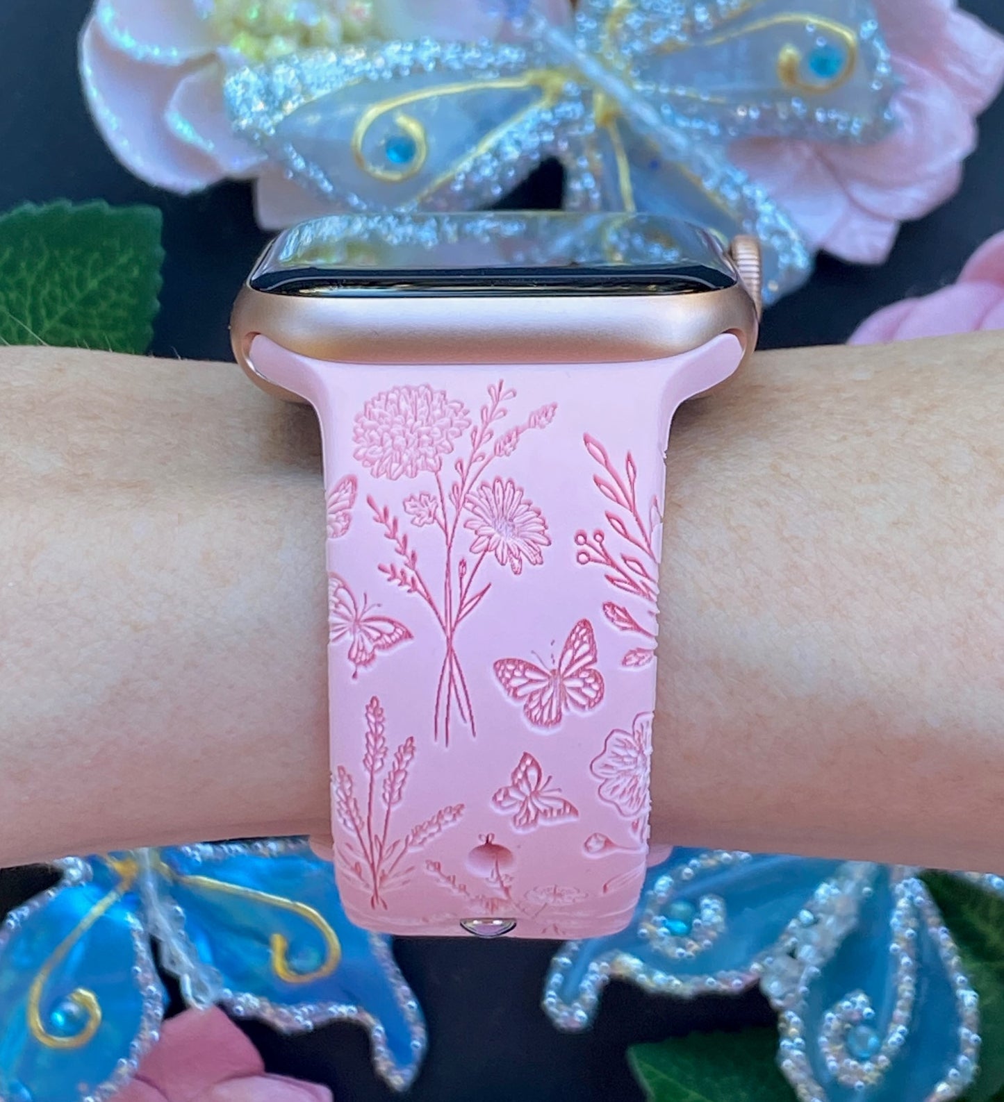 Butterflies and Wildflowers Watch Band For Apple Watch