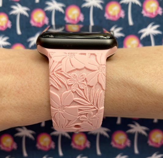 Pink Hibiscus Watch Band For Apple Watch