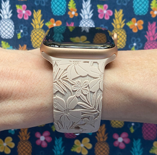 Pink Sand Hibiscus Watch Band For Apple Watch