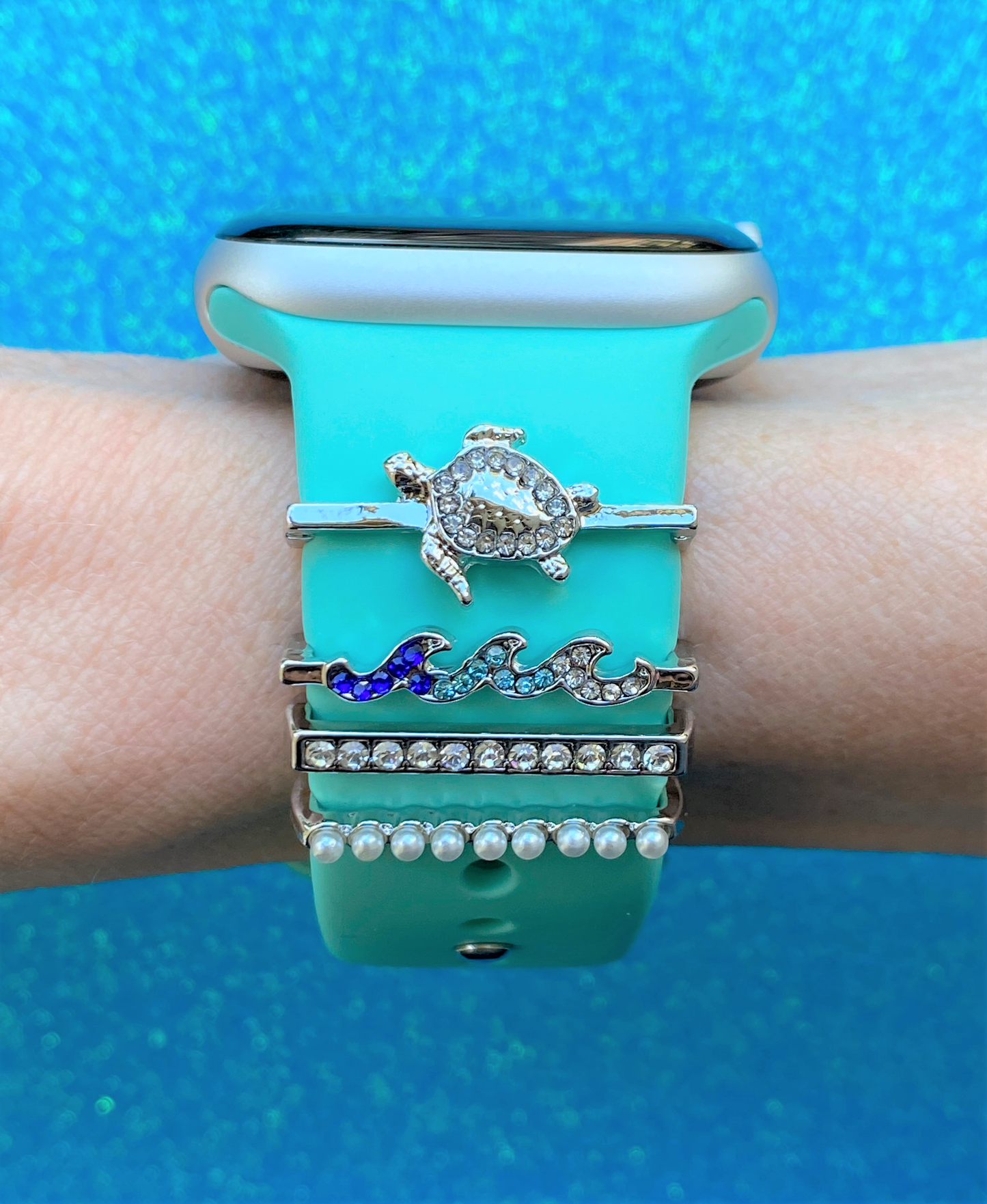 Turtle Stackable Blue Wave Watch Charm