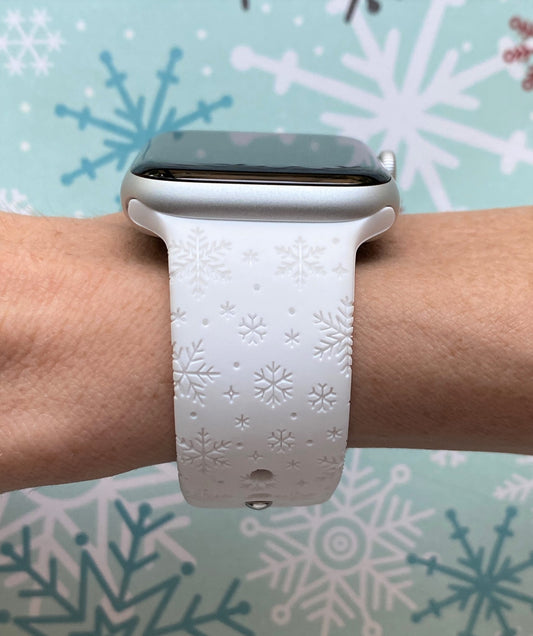 White Snowflake Watch Band For Apple Watch